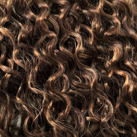 Weft Curly Hair Extensions 3B #2/10 Dark Brown and Caramel Mix
