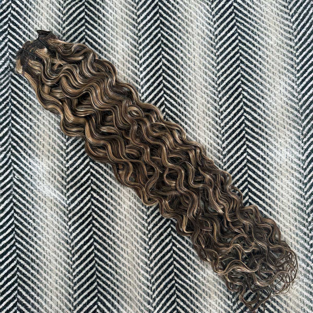 Dark brown and natural blonde hair extensions human hair