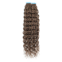 Ash Brown Curly Tape Hair Extensions