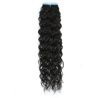 Curly Tape Human Hair Extensions 3B  #1b Natural Black