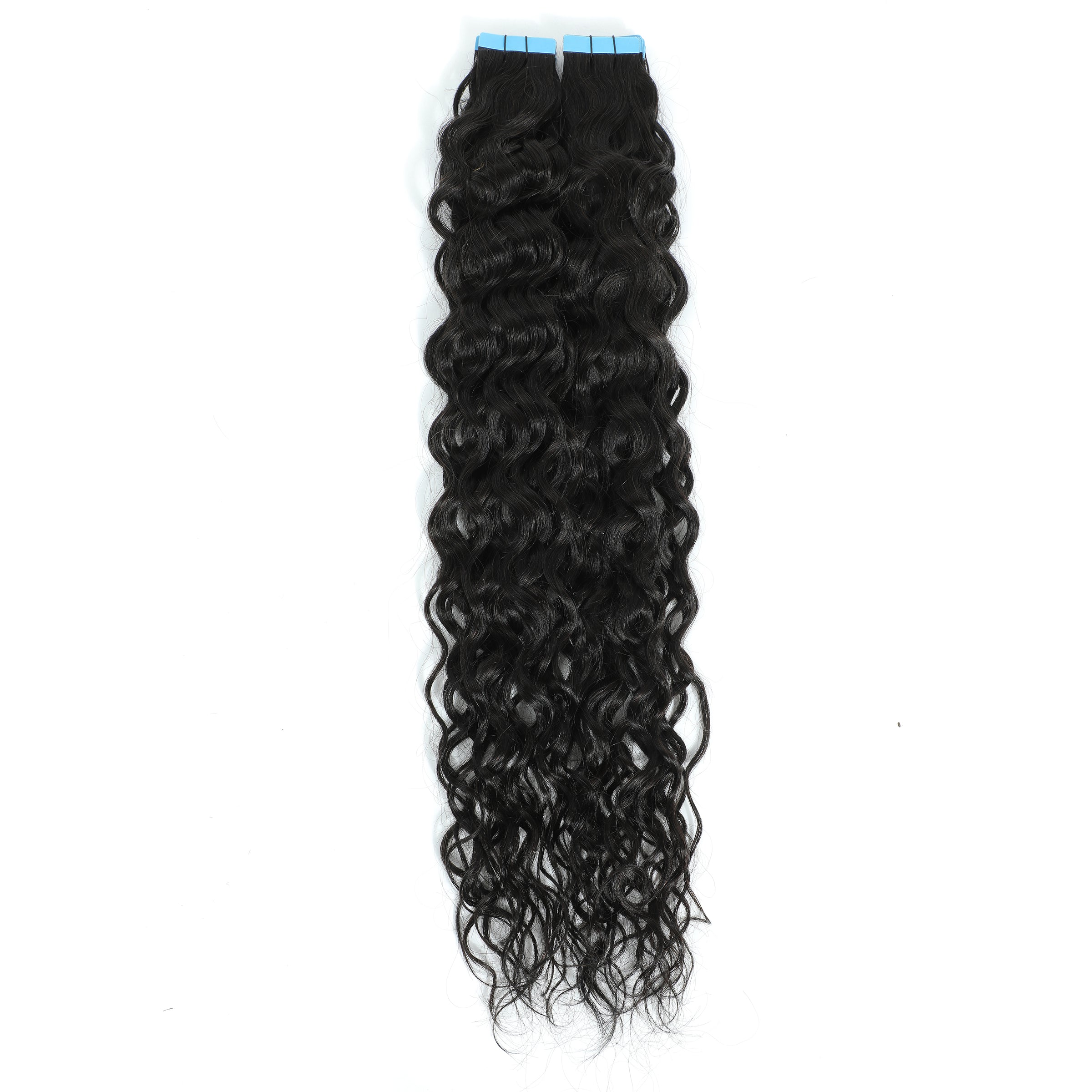Curly Tape Human Hair Extensions 3B  #1b Natural Black