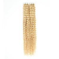Curly Tape Hair Extensions  #60 Platinum Blonde