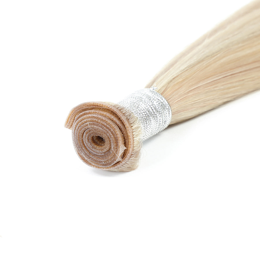 Genius Weft Hair Extensions   #18a/60 Ash Blonde and Platinum Blonde Highlights