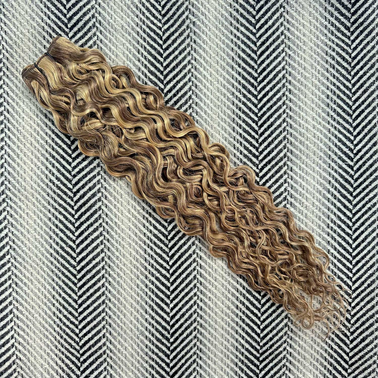 Cinnamon Brown and Sandy Blonde Mix Curly Hair Extensions