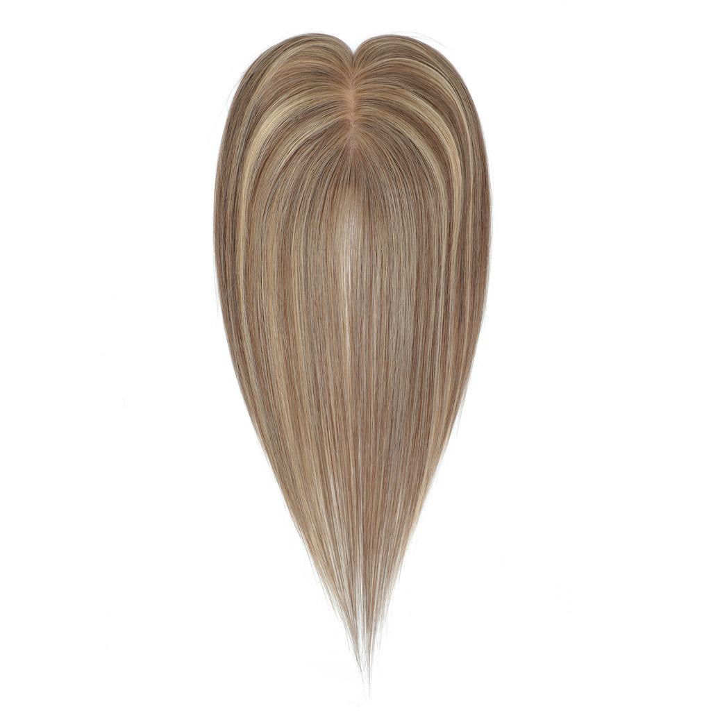 Human Hair Topper #8/8/22 Cinnamon Brown and Sandy Blonde Balayage
