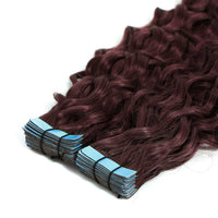 Curly Tape Hair Extensions 3B #99J Burgundy