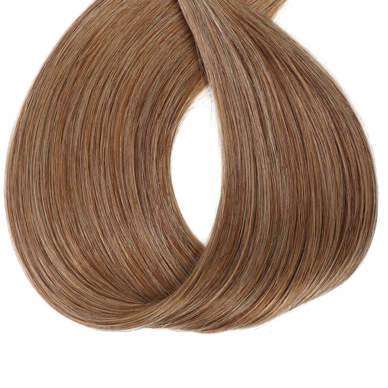 variety of hand tied weft hair extensions shades available including our popular shade Caramel