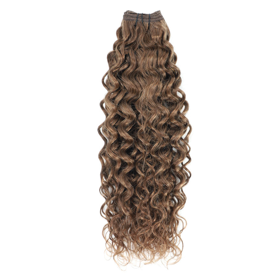 Weft Curly Hair Extensions 21"- #8 Cinnamon Brown
