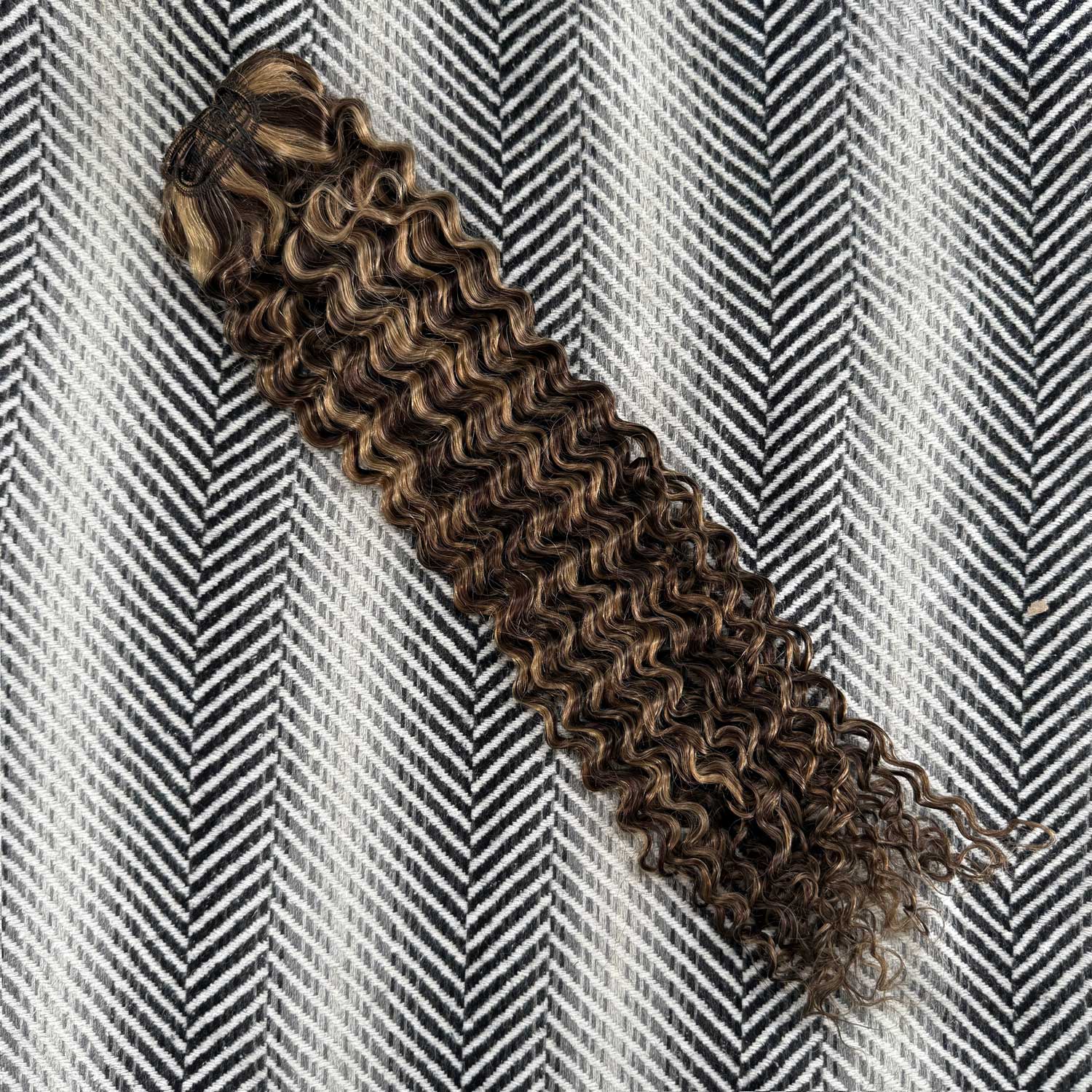 Dark Brown and Natural Blonde Mix Curly Hair Extensions