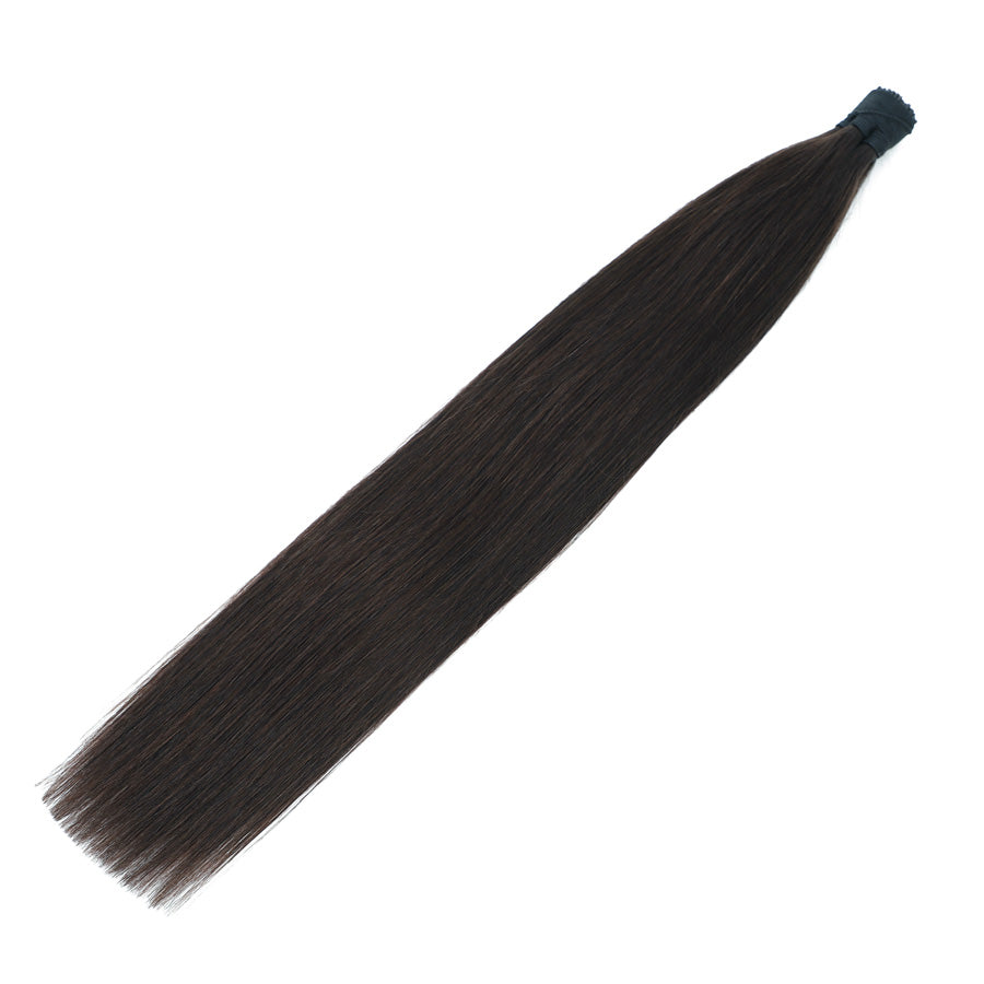 Bundle dark brown human hair extension on a white background
