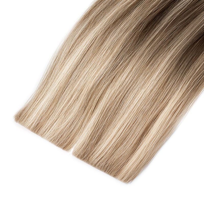 Invisible Tape Hair Extensions #8/22 Cinnamon Brown & Sandy Blonde Mix