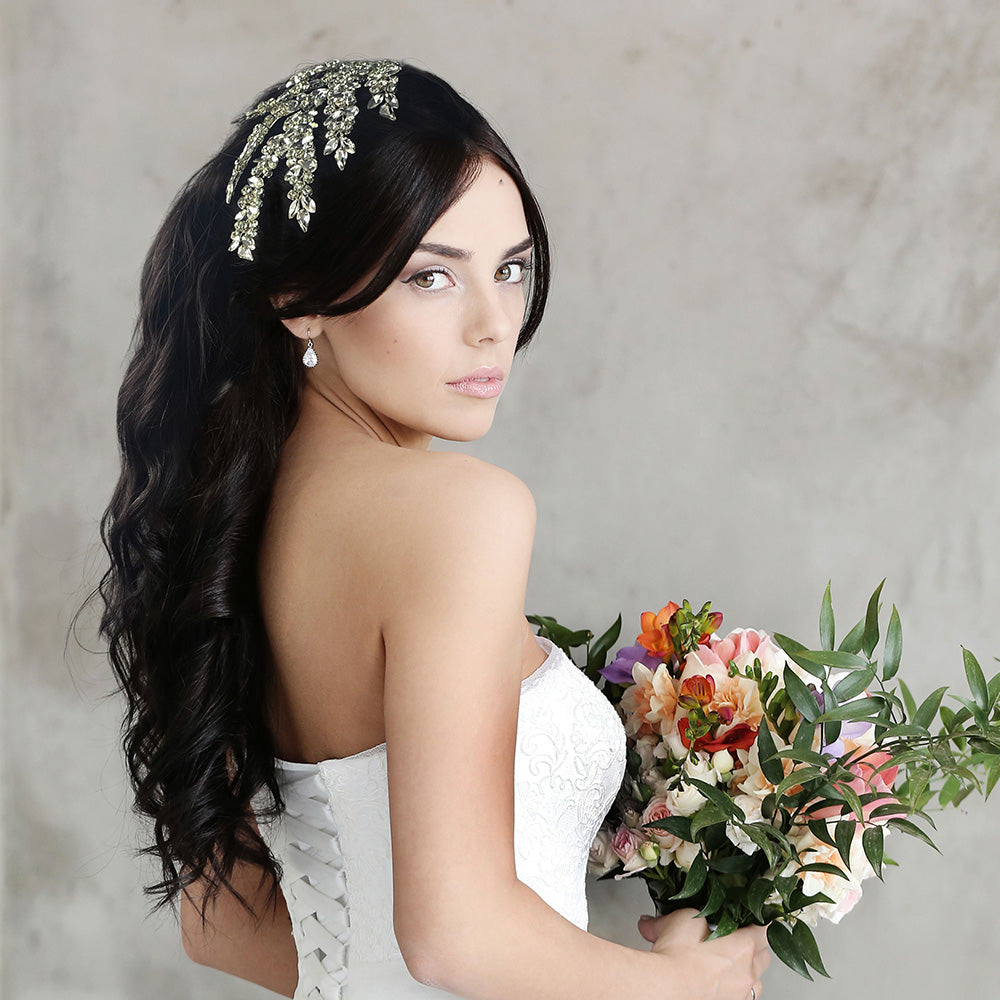 Bridal Hair Piece Silver Rhinestone Comb Headpiece