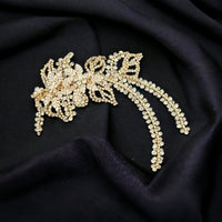 قطعة شعر العروسة مرصعة بأحجار الراين الذهبية