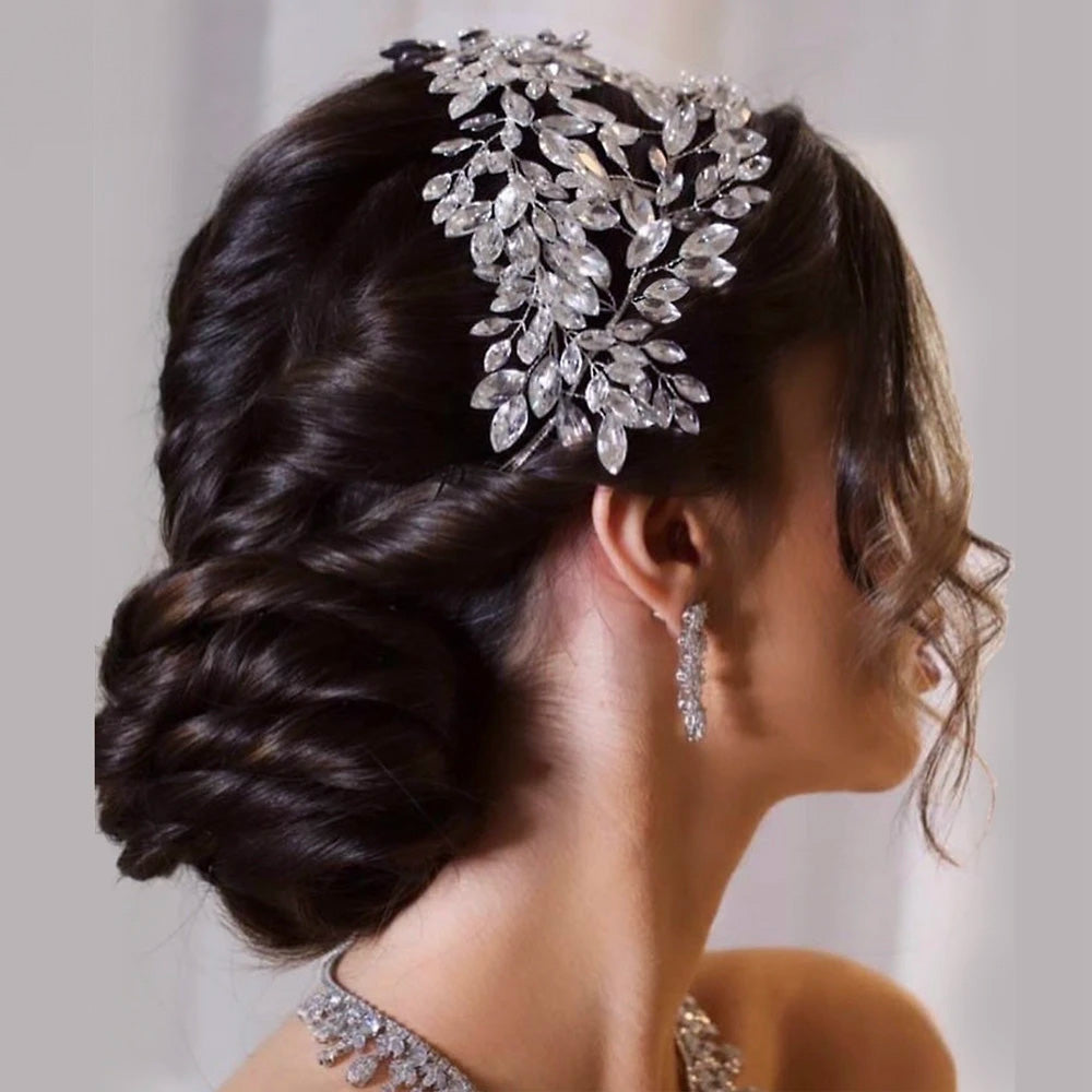 Bridal Hair Piece Silver Rhinestone Headpiece