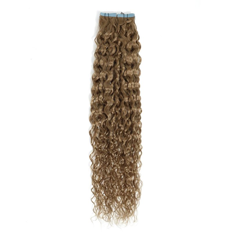 Dirty Blonde curly hair extension on a white background