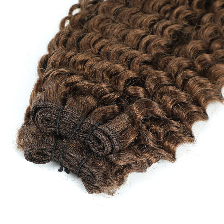 Weft Curly Hair Extensions 3C  #8 Cinnamon Brown