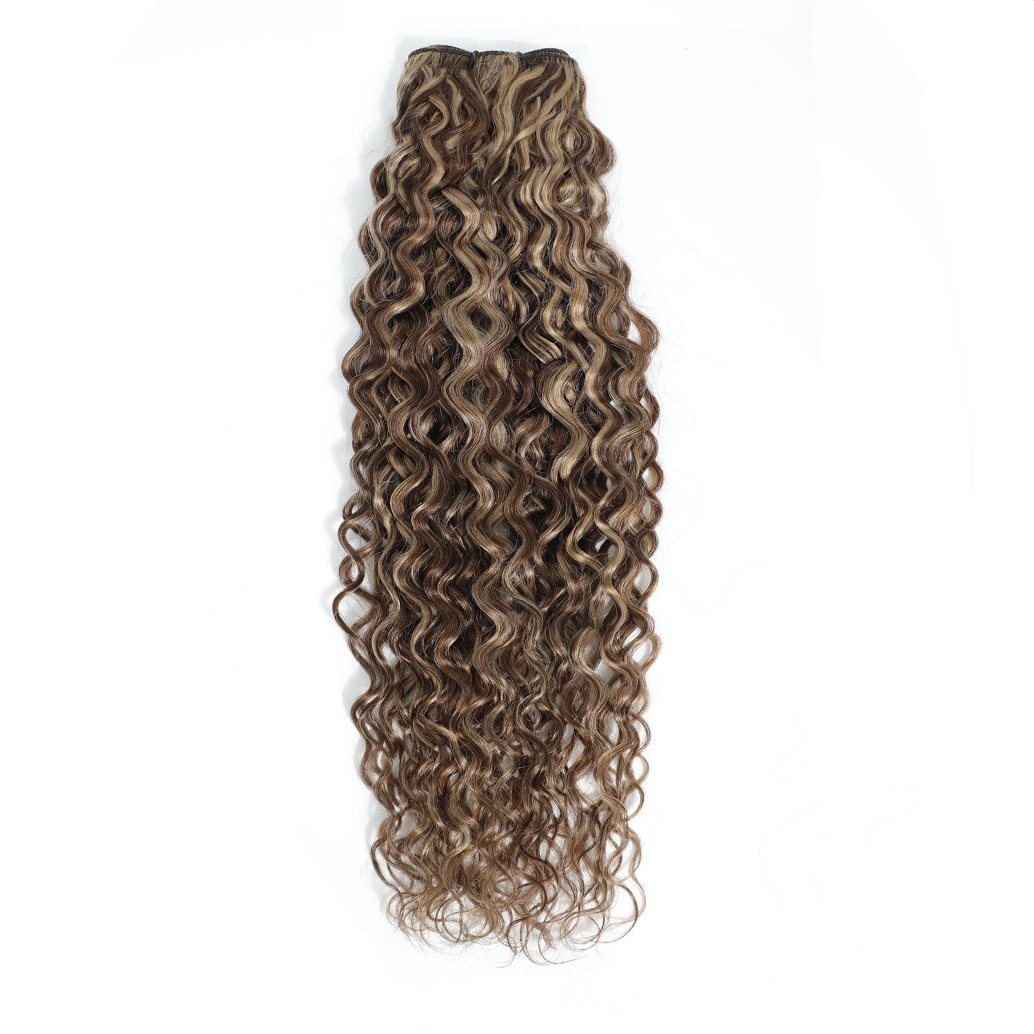 Weft curly Hair Extensions Bronze Blonde and Chestnut Brown