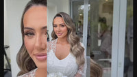 Bride with Clip In Hair Extensions made with Human Hair, shade is a mix balayage colour.