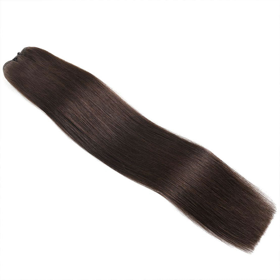 Weft Hair extensions bundle in dark brown.