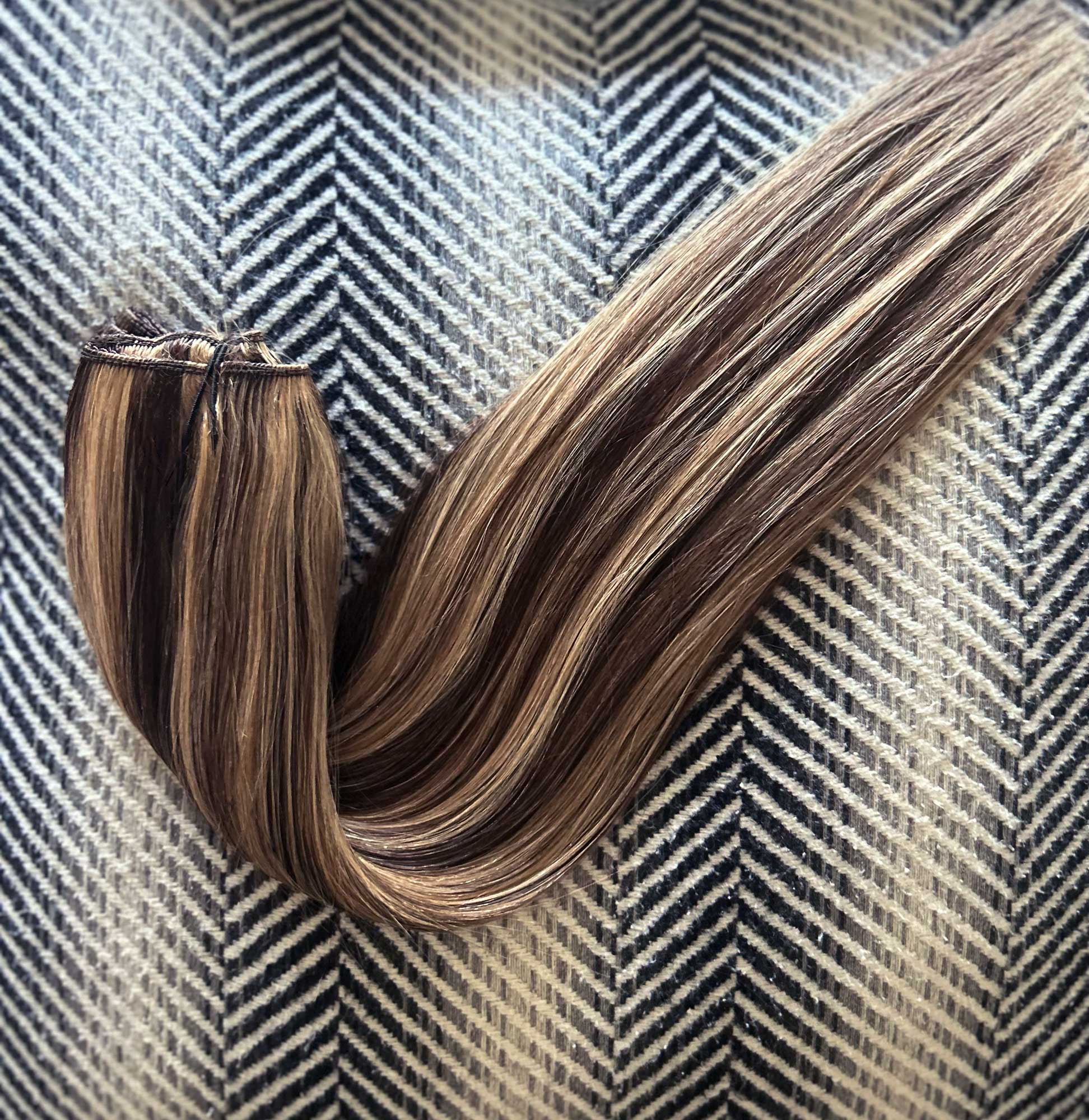 Micro Bead Hair Extensions I Tip #2/16 Dark Brown Natural Blonde Highlights