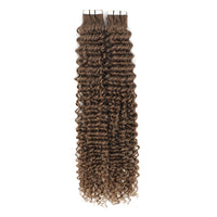 Curly Tape Hair Extensions  #8 Cinnamon Brown