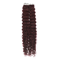 Curly Tape Hair Extensions  #99J Burgundy