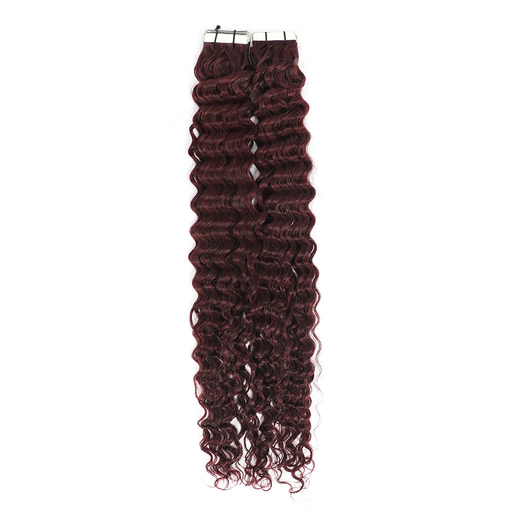 Curly Tape Hair Extensions  #99J Burgundy