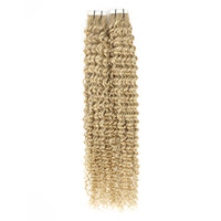 Curly Tape Human Hair Extensions  #18a/60 Ash & Platinum Blonde Highlights