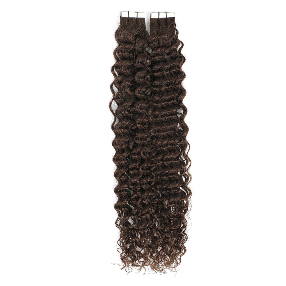 Curly Tape Hair Extensions 3C #2 Dark Brown