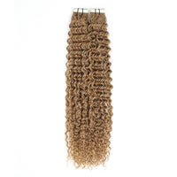 Curly Tape Human Hair Extensions  #16 Natural Blonde