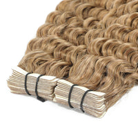 Curly Tape Human Hair Extensions  #16 Natural Blonde