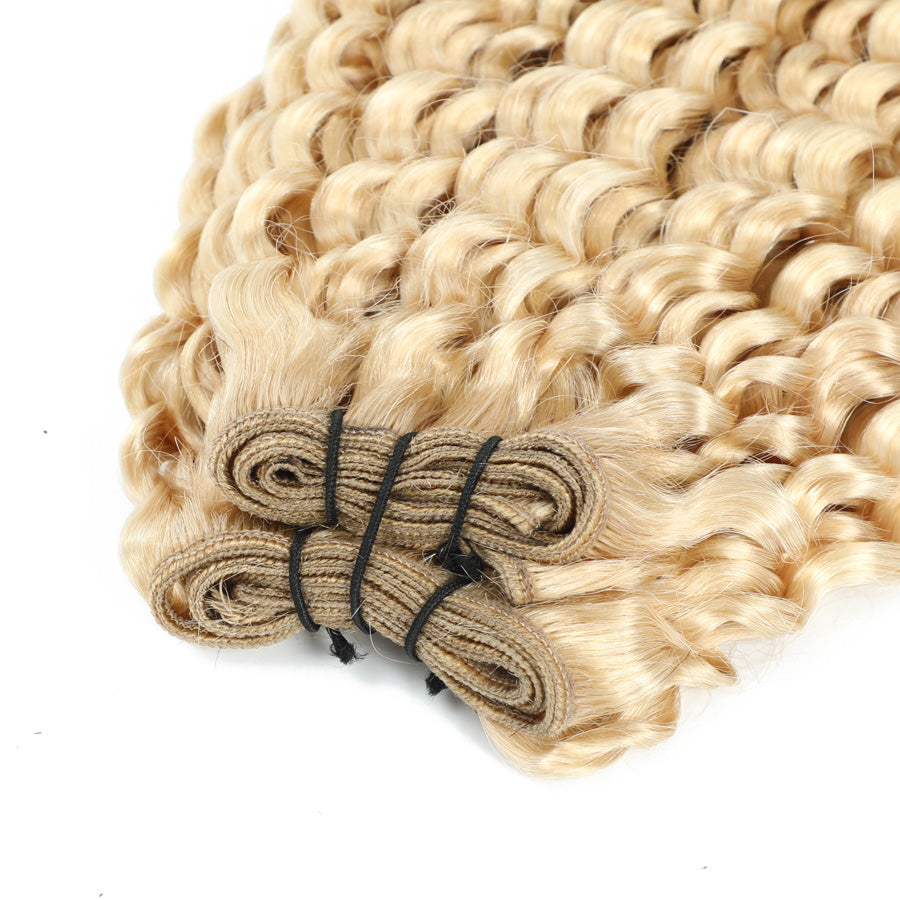 Weft Curly Hair Extensions 3C  25" - #1001 Pearl Blonde