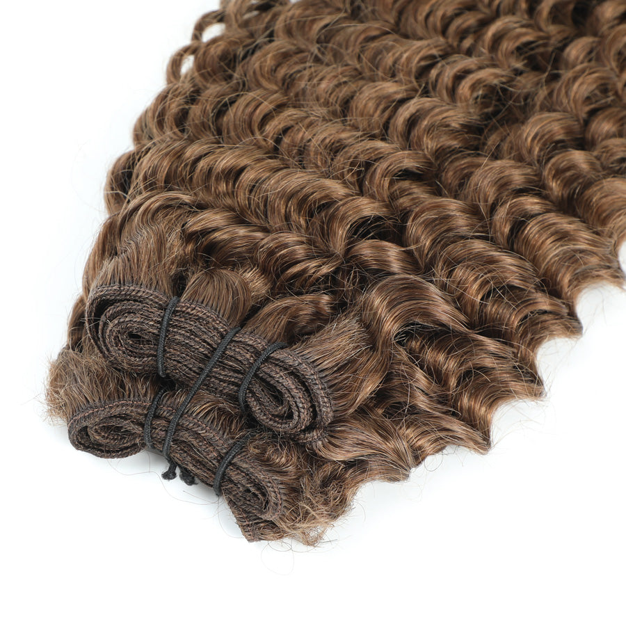 Weft Curly Hair Extensions 3C 25" - #6 Medium Brown