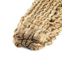 Weft Curly Hair Extensions 3C 25" - #51/60 Champagne Blonde and Platinum Blonde Mix