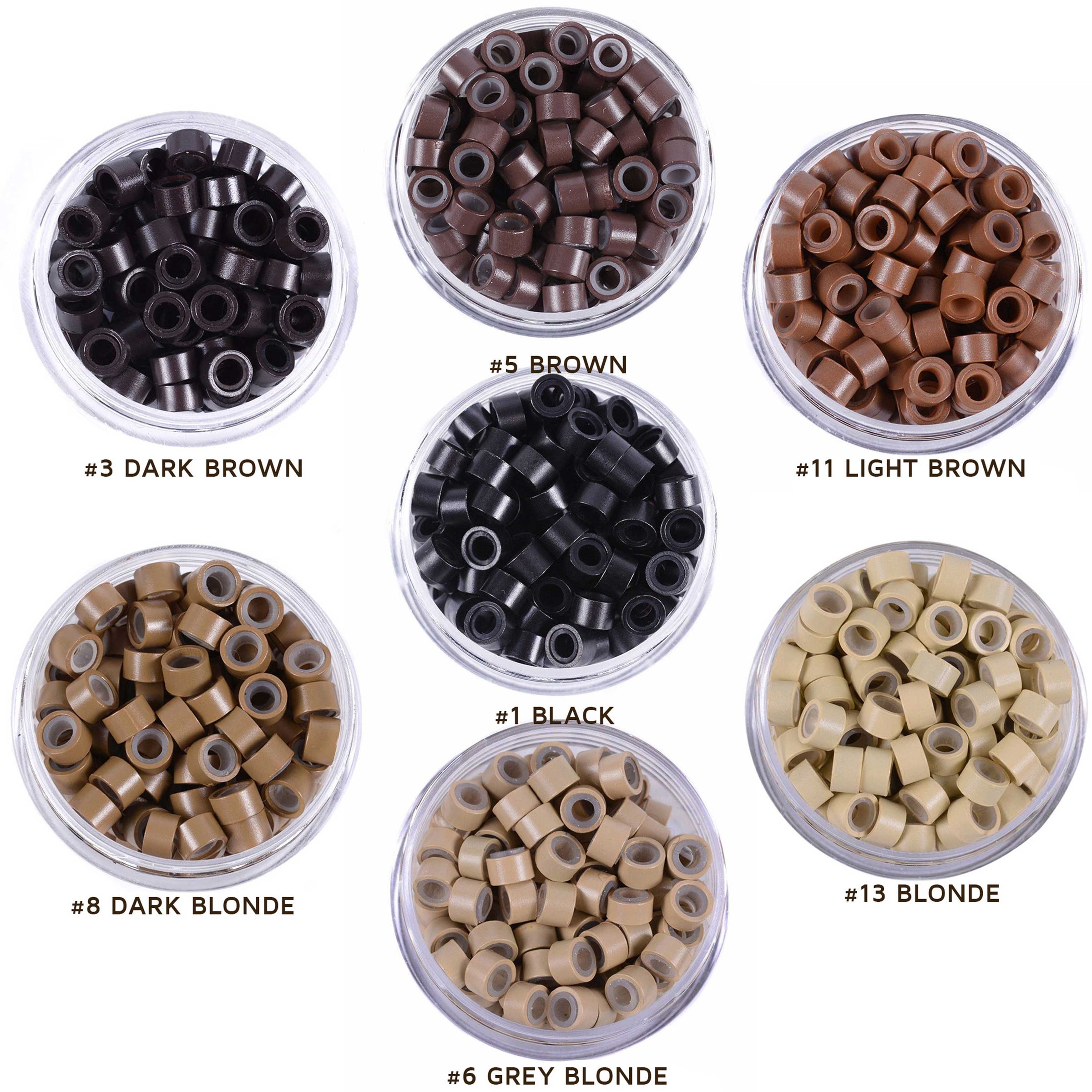 Micro Beads 5mm Silicone Lined for Hair Extensions 200 Pcs