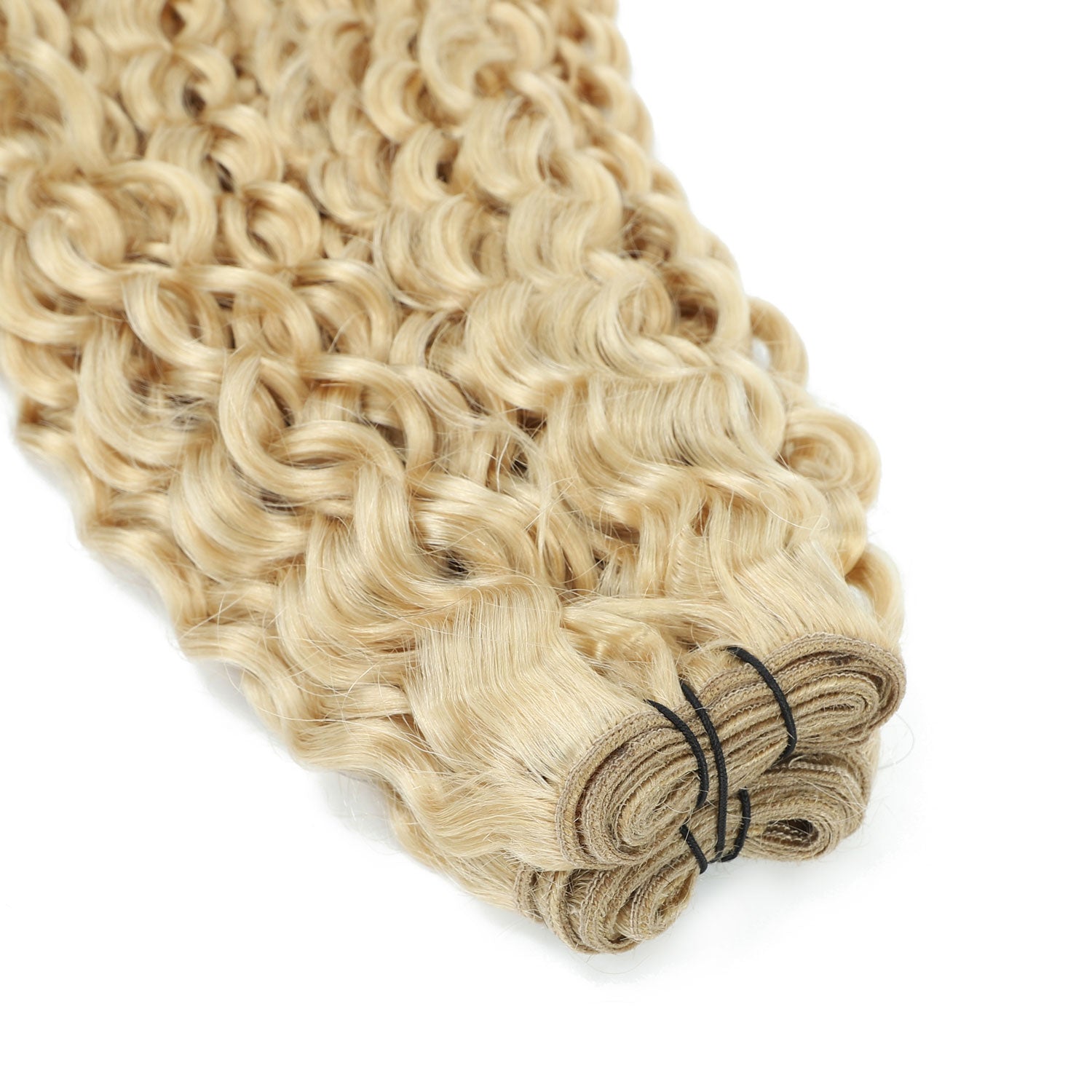 Weft Curly Hair Extensions 21" #1001 Pearl Blonde
