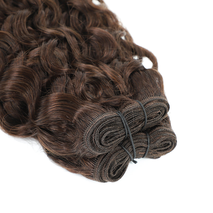 Weft Curly Hair Extensions 21" #2 Dark Brown
