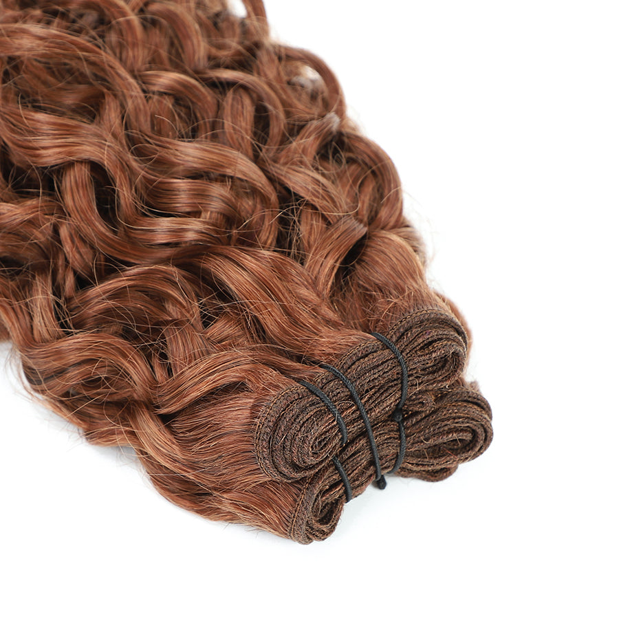 Weft Curly Hair Extensions 21" #30 Medium Copper