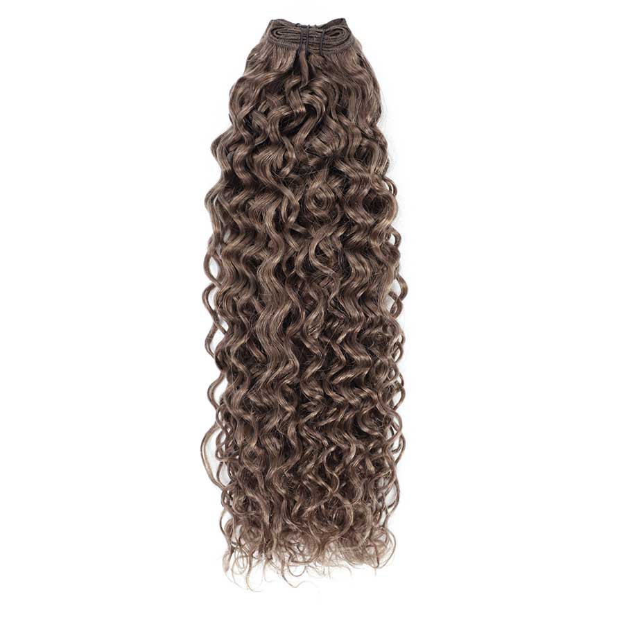 Weft Curly Hair Extensions 21" #8a Ash Brown