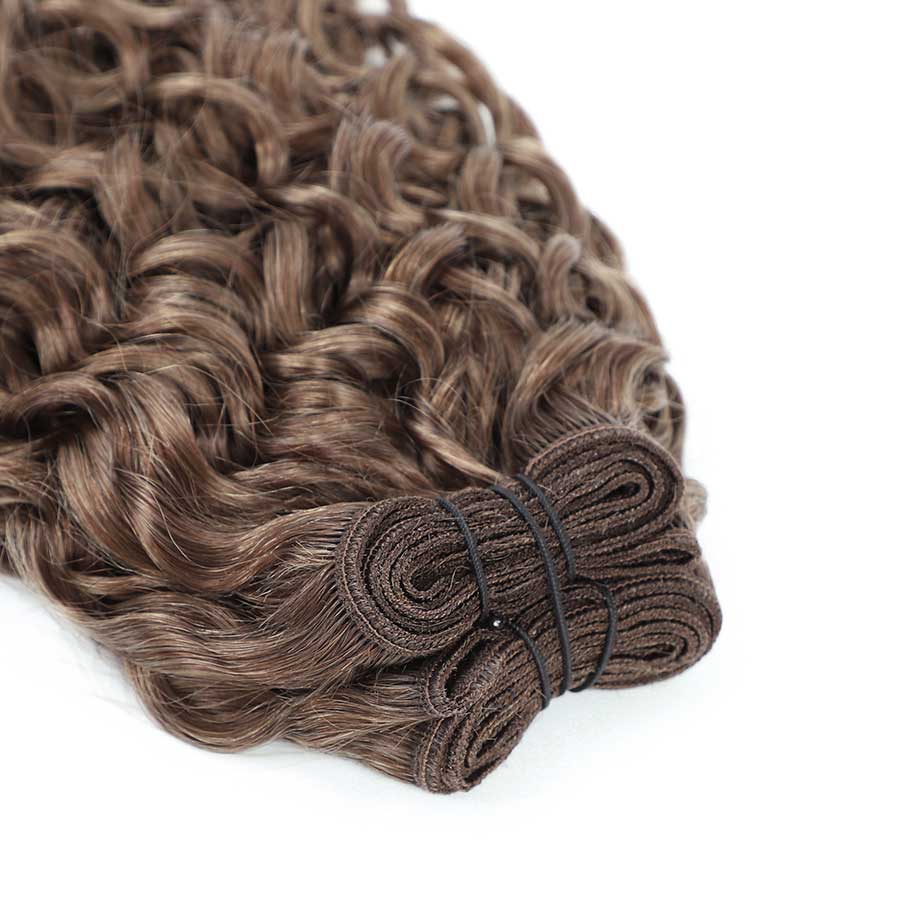 Weft Curly Hair Extensions 21" #8a Ash Brown