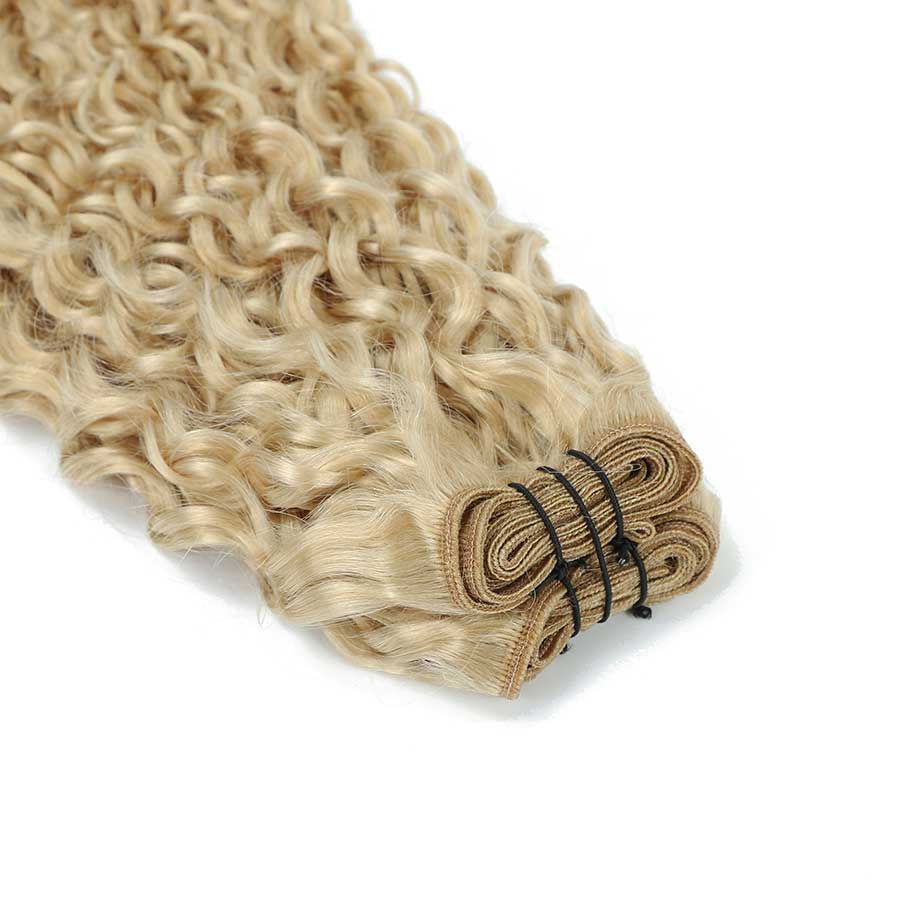 Weft Curly Hair Extensions 21" - #60b Light Vanilla Blonde