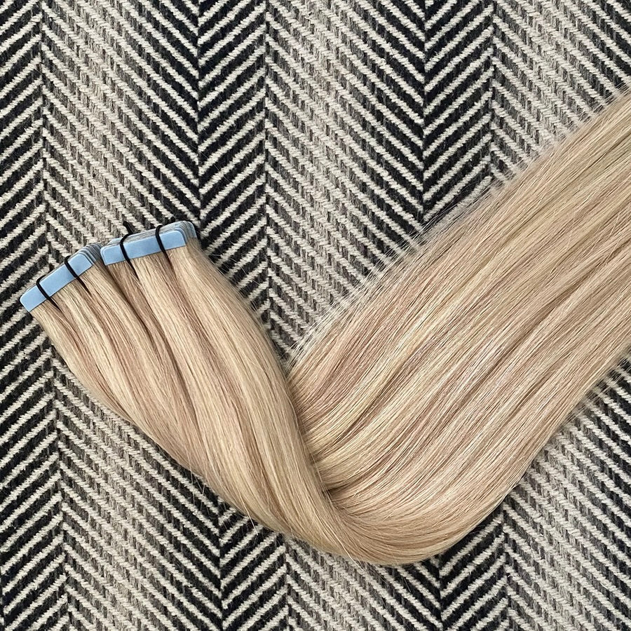 Micro Bead Hair Extensions I Tip #18a/60 Ash Blonde Platinum Blonde Mix