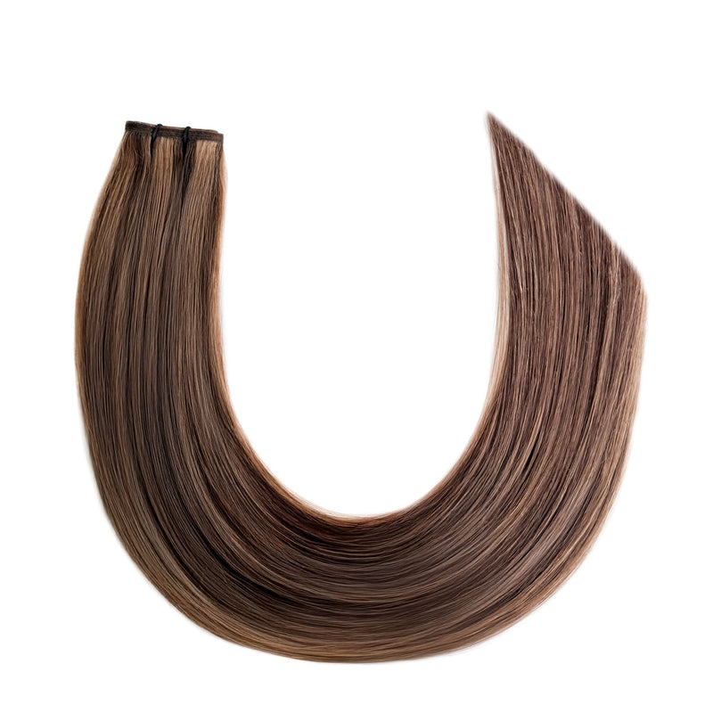 Flat Weft Hair Extensions Australia Afterpay #2/10 Dark Brown & Caramel 22"