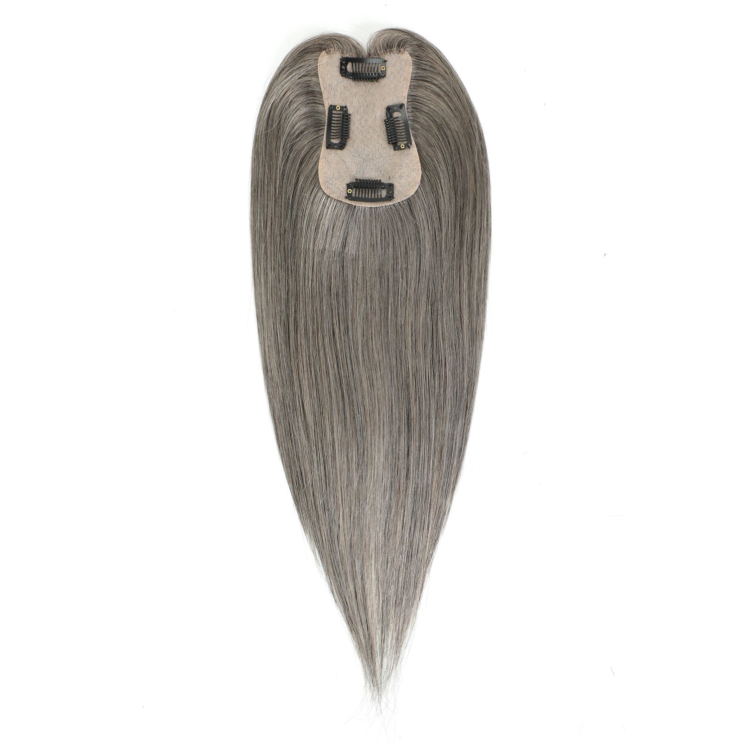 Salt and Pepper  hair extension with clips on a white background