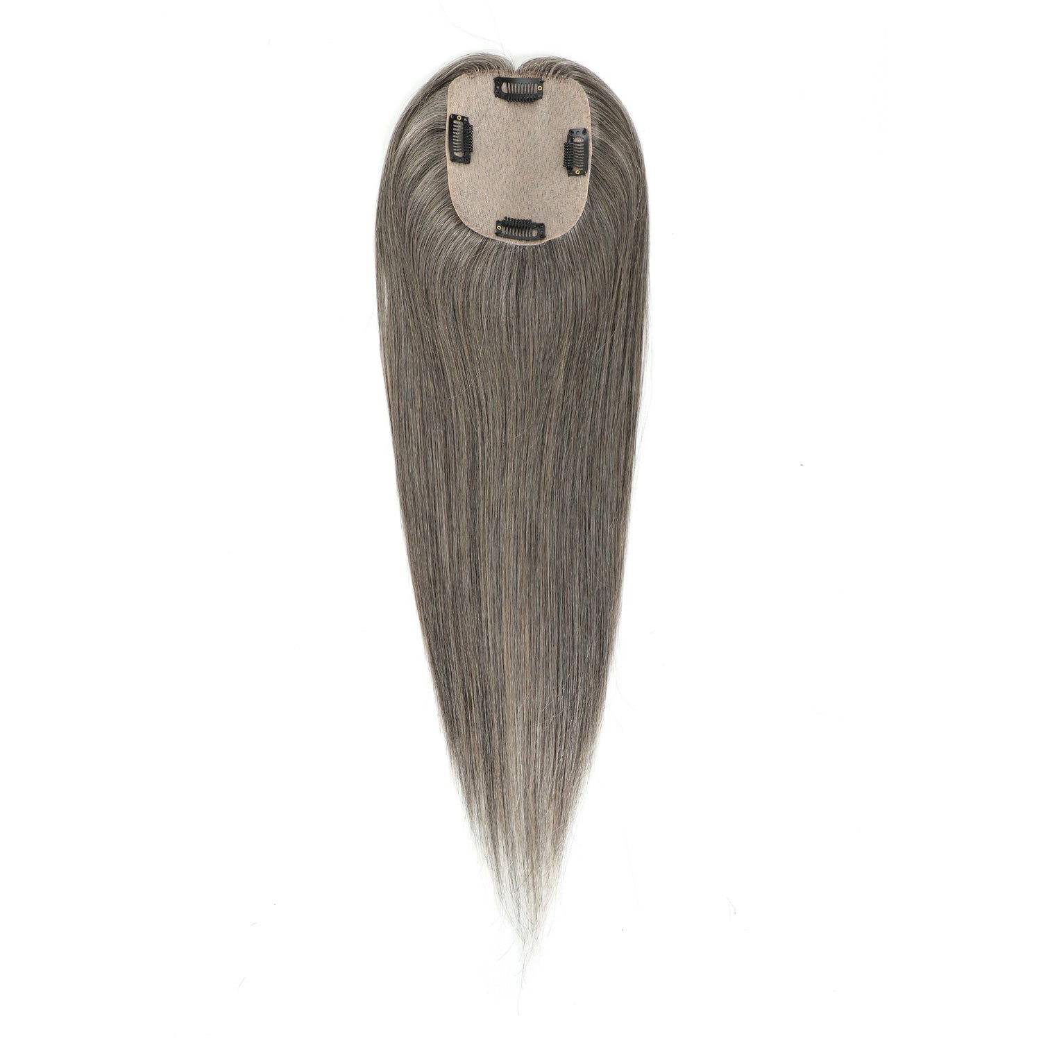 Long gray hair extension on a white background