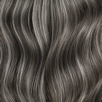 Close-up of wavy gray hair strands