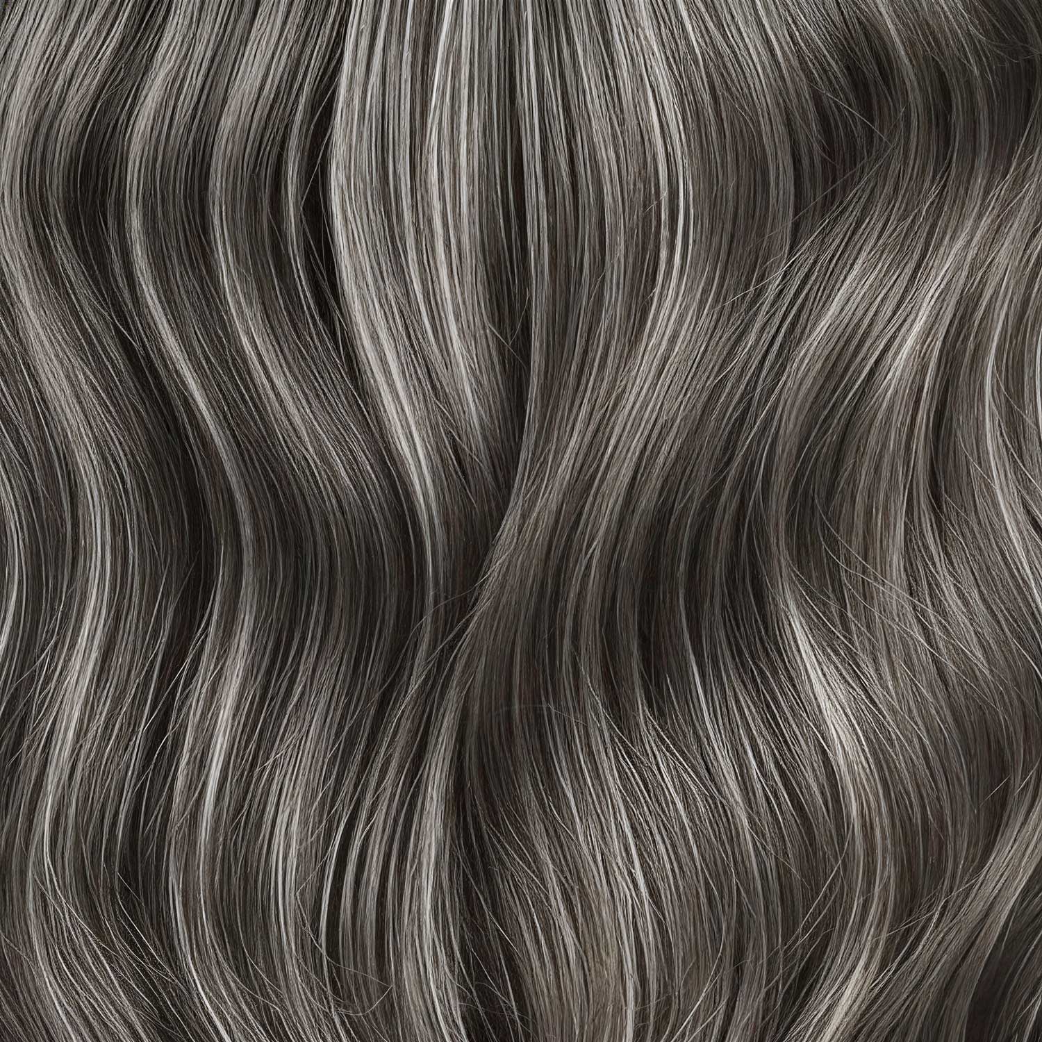 Close-up of wavy gray hair strands