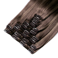 Clip In Hair Extensions 21" #2c/8a Chocolate Brown and Ash Brown Mix
