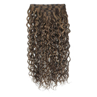 Curly Clip In Hair Extensions 3b #2/10 Dark Brown and Caramel