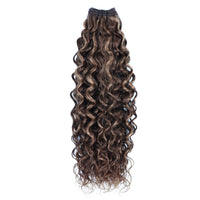 Weft Curly Hair Extensions 21" - #2/16 Dark Brown and Natural Blonde Mix